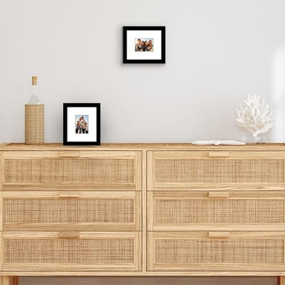 Americanflat 5.5x6.5 Picture Frame 2-Pack - Matted to 2.5x3.5 - Black | Slim Molding construction, Polished plexiglass front, wall or tabletop display with included easel, triangle hangers included - color: Black, size: 5.5x6.5