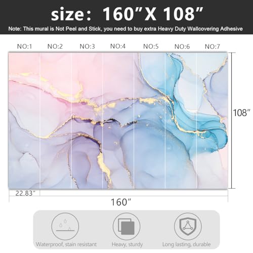 -Coloured Marbled Fabric Wallpaper Abstraction Golden Art Living Room Bedroom Bathroom Wall Mural- 160"x108"（ not Peel and Stick） - color: Marble 01, size: 160" x 108"
