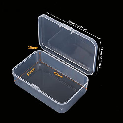 100 Pack Rectangular Mini Clear Plastic Storage Containers | 3.35x2.17x0.98 inch, Hinged Lid, For Beads and Small Craft Items - size: 3.35 x 2.17 x 0.98 inch