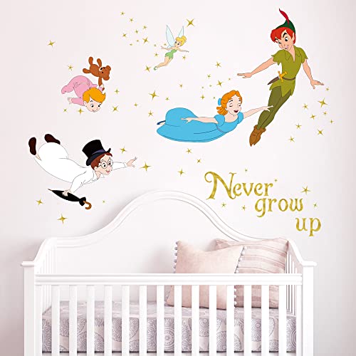 Runtoo Baby Wall Decal Stickers for Kids Bedroom Nursery Classroom | peel and stick, for boys and girls, never grow up, quotes, vinyl, removable, wall art decor