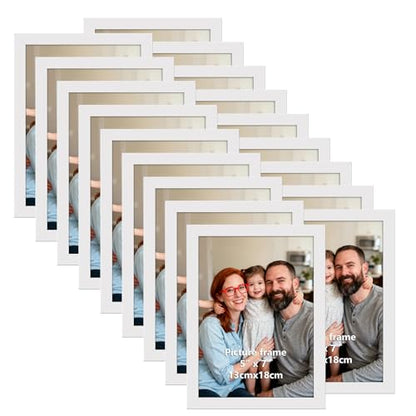 Giftgarden 5x7 Picture Frame Set of 18, Lightweight 5 by 7 Frames Bulk for Gallery Wall Photo Hanging and Tabletop Display, White - color: White*18, size: 5x7