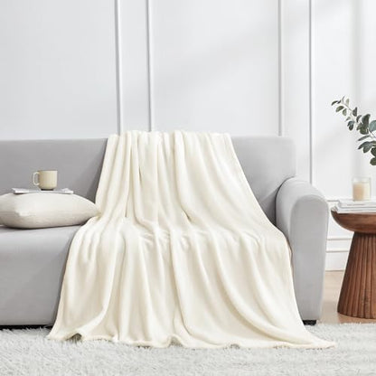 Hansleep Full Beige Fleece Blanket, Soft Flannel Bed Blanket | Fuzzy Cozy Blanket 84x90 Inches, Multi-use for Bed, Sofa, Couch, Travel, Camping, All Season Warm Lightweight Cover - color: Beige, size: Full (84x90 Inches)