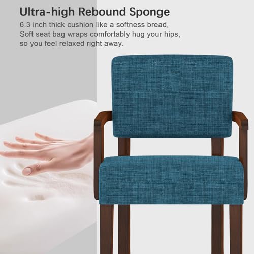 Accent Chair, Armchair with Solid Wood Frame and Legs, Blue | Upholstered Reading Leisure Chair for Bedroom,Office,Waiting Room - color: Linen Blue, size: One Chair