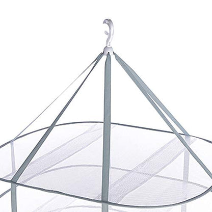 3-Tier Folding Drying Rack - Stackable Mesh Clothes Dryer for Laundry - 31" Hanging Flat Dry Rack with Fixing Band for Delicates, T-Shirts & Underwear - Space Saving Indoor/Outdoor, 10lb Capacity