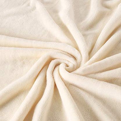 TASTHROW Large Flannel Fleece Throw Blanket, 50×70 Inch | Cozy Lightweight Thick Blanket - All Seasons Suitable for Women, Men and Kids (Two Pack, Creamwhite) - color: Creamwhite, size: Two Pack 50"x70"