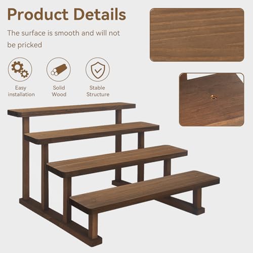 WEWLINE Tired Wooden Spice Rack for Kitchen | 4-tier, countertop, detachable , space saving organizer for cupcake, perfume