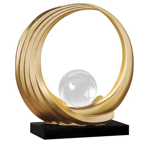 Dosker Modern Abstract Stripe Golden Shelf Decor Statues | Coffee Table Home Decor Sculpture,Desk Decoration for Living Room,Office (Golden)