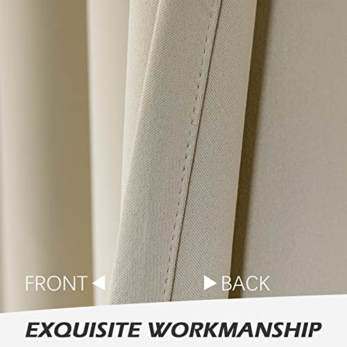 MYSKY HOME Beige Bedroom Blackout Curtains, 42 x 63 Inch, Dark Grommet Living Room Curtains - color: Beige, size: 42"W x 63"L (Pack of 1)