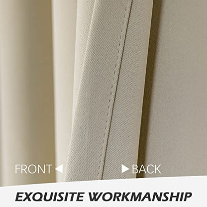 MYSKY HOME Beige Bedroom Blackout Curtains, 42 x 63 Inch, Dark Grommet Living Room Curtains - color: Beige, size: 42"W x 63"L (Pack of 1)