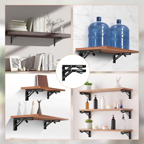 Folding Shelf Brackets 10 Inch - 2PCS Heavy Duty Metal Bracket Shelf, Wall Mounted Collapsible Bracket for Space Saving Bench Table Outdoor Smoker, Max Load: 150 lb - size: 10 Inch 2 PCS