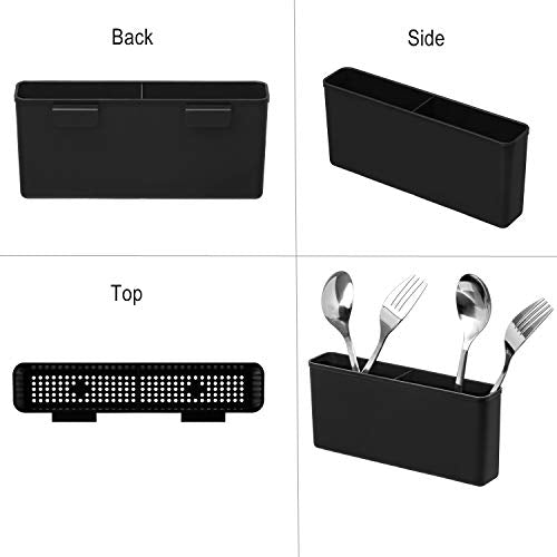 Expandable Multifunctional Dish Drying Rack, Over The Sink, in Sink Or On Counter Dish Drainer Basket Shelf with Black Utensil Silverware Holder, Rustproof Stainless Organizer - color: Black