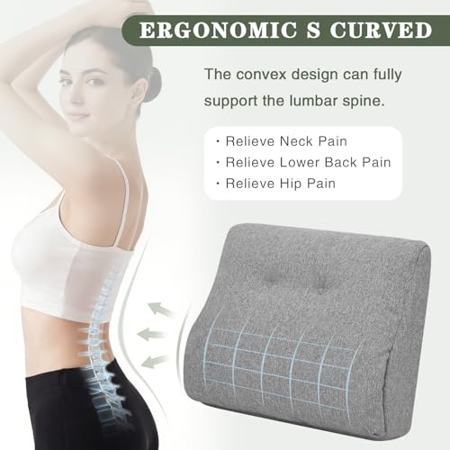 baibu Patented Dual-Layer Memory Foam Lumbar Pillow for Recliner, Light Grey - color: Light Grey