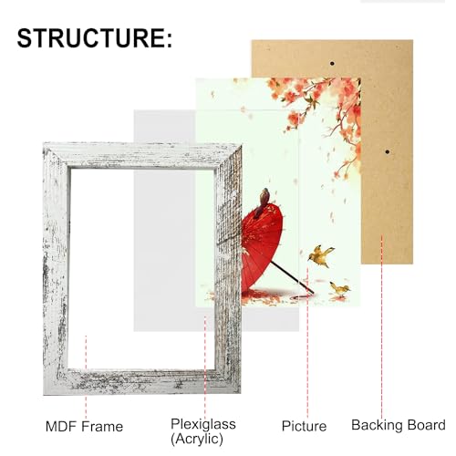 xnlkros Picture Frame Set 10 pack, Farmhouse Photo Frames, Gallery Wall Frame Collage, 8x10 5x7 4x6 Frames in 3 Different Finishes Picture Frames For Wall or Desk,Rustic White - color: Rustic White