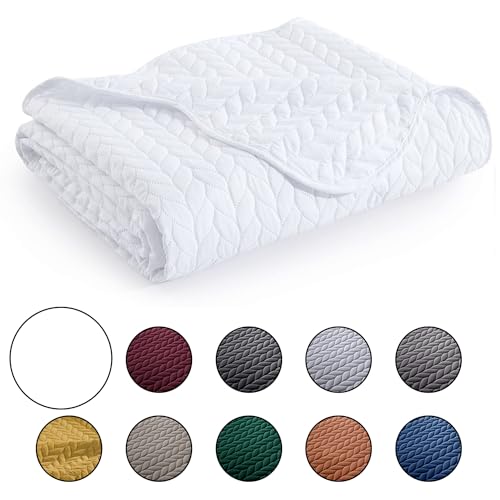 MOONLIGHT20015 Twin Quilt Bedding Set (68” x 86”) - Bulk Pack of 10 Wholesale for Hotels, Guest Bedroom & Airbnbs - Lightweight Microfiber Reversible Embossed Quilts Bedspreads (White) - color: White, size: Twin (10 Pack)