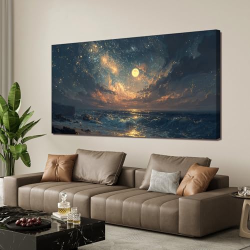 Canvas Wall Art Decor Beach Ocean Waves Wall Art Pictures For Living Room Decorations Gold And Blue Art Wall Decor Artwork For Walls For Bedroom Office Canvas Pictures For Wall Decor 20×40 Inch - color: Blue., size: 40"L x 20"W