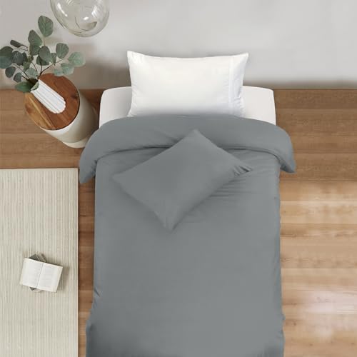 Mejoroom Gray Twin Duvet Cover - Soft and Breathable Twin Bedding Sets with Zipper Closure, 2Pieces, 1 Duvet Cover (68x90) and 1 Pillow case(20x26) - color: Gray, size: Twin/Twin XL