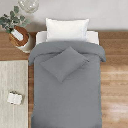 Mejoroom Gray Twin Duvet Cover - Soft and Breathable Twin Bedding Sets with Zipper Closure, 2Pieces, 1 Duvet Cover (68x90) and 1 Pillow case(20x26) - color: Gray, size: Twin/Twin XL
