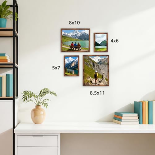 Giftgarden 8x10 Picture Frame Set of 18, Lightweight 8 by 10 Frames Bulk for Gallery Wall Photo Hanging and Tabletop Display, Rustic Brown - color: Brown*18, size: 8x10