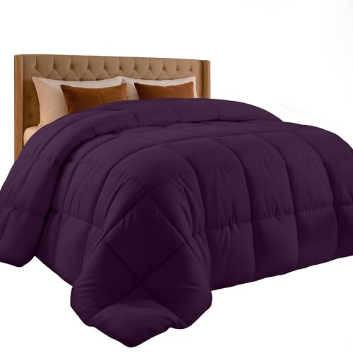 Utopia Bedding Queen Comforter Duvet Insert, Quilted Plum Comforter with Corner Tabs, Box Stitched Down Alternative Comforters Queen Size 88 x88 inches - color: Plum, size: Queen
