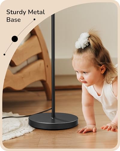 EDISHINE Pink Modern Floor Lamps for Living Room, 64.7" Arc Standing Lamp | 3CCT LED Bulb Included, Adjustable Linen Shade, Foot Switch, Tall Light for Office, Bedroom, Living Room - color: Pink Shade