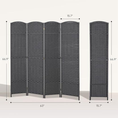 HOMCOM Room Divider 4 Panel Folding Privacy Screen 5.6' Tall Beige | Freestanding Partition, Home Office, Bedroom - color: Charcoal Gray, size: 4 Panel