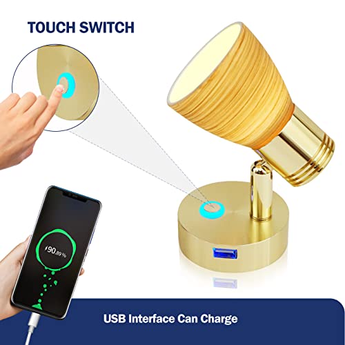 THALASSA Small 12V Marine Reading Lights with USB Port, Boat Interior Lights Bedside Cabin Lamp, Surface Mounted on Camper Caravan Motorhome Indoor Lighting with Built-in Touch Switch, Warm White