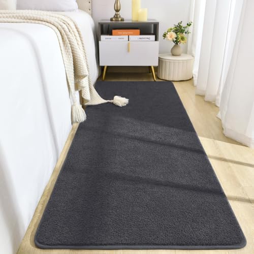 BENRON Soft Runner Rug for Bedroom Hallway 2x6 Dark Grey, Non Slip Washable | Minimalist, Low Pile, Long Runners for Kitchen Laundry Dorm, Kids Room - color: Dark Grey, size: 2' x 6' (Runner)