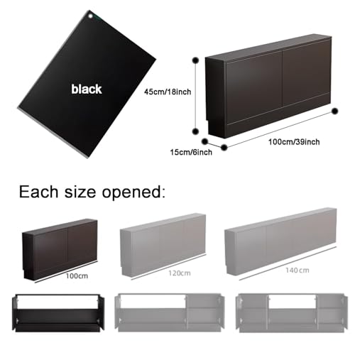 Black TV Stand Narrow Wooden TV Cabinet Storage Console Table with Adjustable Shelf Free-Standing Media Console for Living Room Practical(100 cm) - size: 100 cm