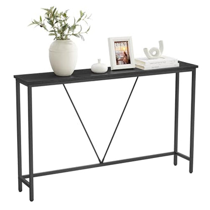VASAGLE Console Sofa Table, Narrow Entryway Table, for Living Room, Bedroom, Easy Assembly, Charcoal Gray and Ink Black ULNT020B04 - color: Charcoal Gray + Ink Black, size: 9.1"D x 47.2"W x 29.1"H
