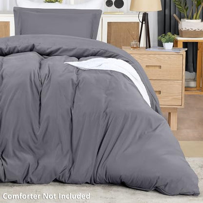 Duvet Cover Twin/Twin XL, 3 PC Cotton Like Polyester, Zipper Closure, Grey | Extra Soft and Breathable, Wrinkle & Fade Resistant, Includes Duvet Cover and 1 Pillow Sham, Comforter Not Included, OekoTex - color: Grey, size: Twin/Twin XL - Duvet Cover Set