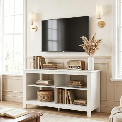 43 inch TV Stand, Suitable for TVs up to 50 inches, Small TV Stands with Open Storage Shelves, Living Room Entertainment Centers, and Bedroom TV Consoles (White) - color: White