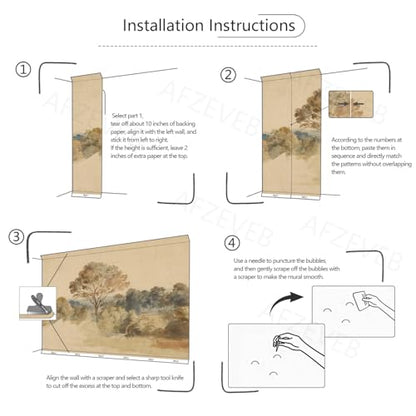 AFZEVEB-Beige Jungle Peel and Stick Wallpaper Walls Mural for Bedroom - color: X808, size: 80" x 56"