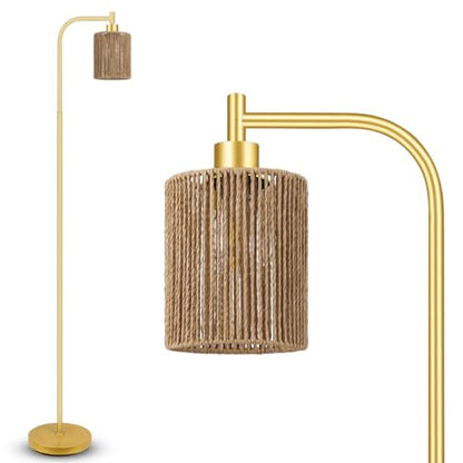 Industrial Floor Lamp, Standing Lamp with Lampshade, 6W LED Bulb Included, Modern Floor Lamp with Foot Switch, Bright LED Lamp for Living Room and Bedroom, Office - color: Gold-W