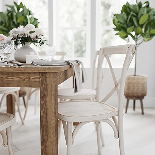 Merrick Lane Jessamine 60" x 38" Rectangular Rustic Solid Pine Farm Dining Table, Antique Farmhouse Wooden Dining Table for Kitchens and Parties, Antique Rustic - color: Antique Rustic, size: 60" x 38"