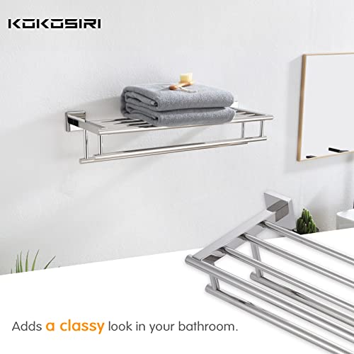 KOKOSIRI Bathroom Towel Rack Towel Holder 20 Inch Towel Shelf with Double Towel Bars Wall Mounted SUS 304 Stainless Steel, Polished Chrome, B6005CH-L20 - color: Polished Chrome, size: 20 Inch