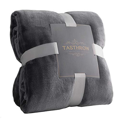 TASTHROW Large Flannel Fleece Throw Blanket, 50×70 Inch - Grey | Cozy Lightweight Thick Blanket - All Seasons Suitable for Women, Men and Kids - color: Grey, size: 50"x70"