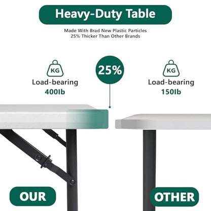 4FT Folding Table Adjustable Height Table (White, 4 Pack) - color: White, size: 4FT-4pack