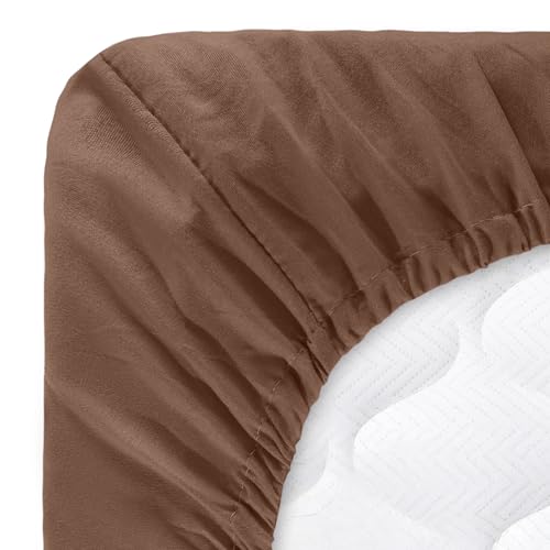 Brushed Microfiber Sheet Set- 3 Piece Bed Linens-Fitted & Flat Sheets.(Twin, Brown) - color: Brown, size: Twin