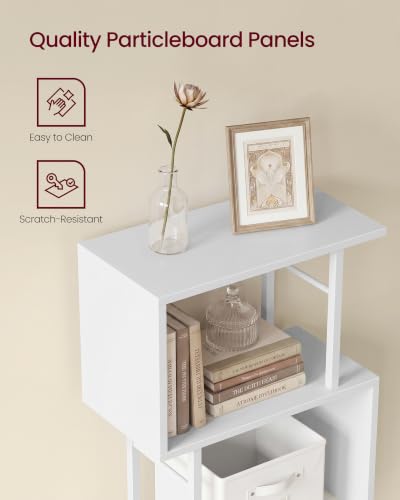 VASAGLE 6-Tier Book Shelf, S-Shaped Tall Book Shelf, Metal and Wood Display Shelf for Living Room and Office, Shelving Unit, 15 x 9.4 x 61.9 in, White, Barnet Collection ULLS172WB01 - color: White, style: 6-Tier (15"W)