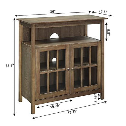 Convenience Concepts Big Sur Highboy TV Stand 36" - Entertainment Center with Storage Cabinets and Shelves, Modern TV Mount for Living Room, Office, Driftwood - color: Driftwood
