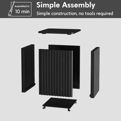 Fluted Side Table with Storage-Small Square End Table | Solid Wood Veneer Top, Accent Tables, Modern Farmhouse Pedestal Drink Tables for Couch, Sofa, Living Room, Black - color: Black