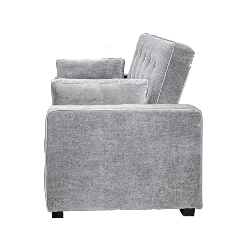 Serta Ainsley 72.6" Convertible Sleeper Sofa, Queen Size, Dreamcoil Comfort, Soft Woven Fabric, Light Grey - color: Light Grey, size: Queen Sofa