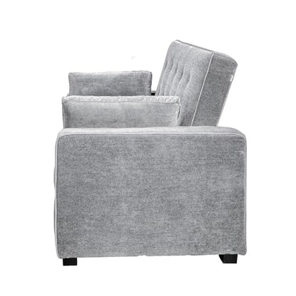Serta Ainsley 72.6" Convertible Sleeper Sofa, Queen Size, Dreamcoil Comfort, Soft Woven Fabric, Light Grey - color: Light Grey, size: Queen Sofa