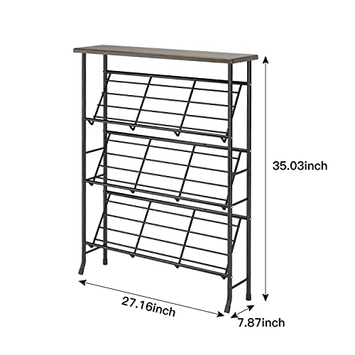 JZM Shoe Rack Storage, Narrow 4 Tier Metal Shoe Storage Shelf, Free Standing Shoe Racks, Space Saving Shoe Rack Organizer for Entryway, Hallway, Bedroom, Living Room(12-16 Pair) - color: Grey