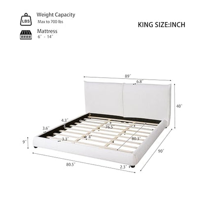 Christopher Knight Home Deft Wooden King Bed Frame and Headboard, Luxurious Upholstered King Size Bed Frame with Linen Fabric Pillow-Back Headboard, Modern Design Bed Set, Easy Assembly, Beige - size: King Size