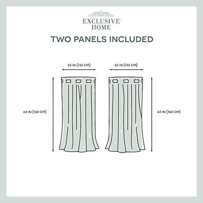 EXCLUSIVE HOME Medallion Room Darkening Blackout Grommet Top Curtain Panel Pair, 52"x63", Black Pearl - color: Black Pearl, size: 52"W x 63"L (Pack of 2)