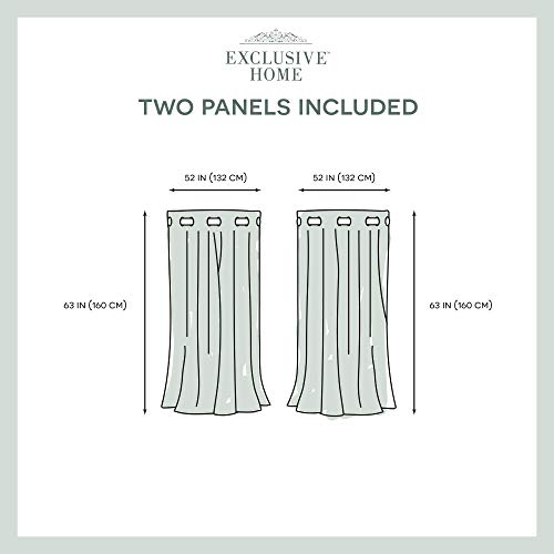 EXCLUSIVE HOME Medallion Room Darkening Blackout Grommet Top Curtain Panel Pair, 52"x63", Silver - color: Silver, size: 52"W x 63"L (Pack of 2)