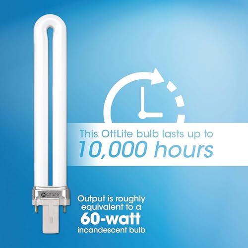 OttLite 13-Watt Duoflex CFL Magnifier Lamp, White | 5-Inch Lens with 2x Magnification and 5x Spot | Flexible Neck with Rotating Shade | OttLite CFL Tube Included