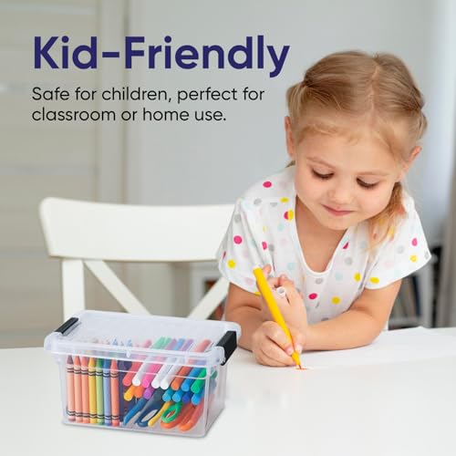 Superio Mini Storage Container Plastic Crayon Box Art Supplies and Sewing Case Stackable Clear Small Organizer for Beads, Stationery, Chalk, and Food, 1.05 Quart, 8 Pack - size: 1.05 Quarts, style: 8 Pack