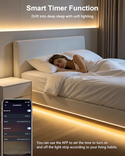ALITOVE 16.4FT COB LED Strip Lights 24V Warm White 3000K with APP Remote | Strong Adhesive LED Tape Light, Flexible Cuttable LED Light Strip, Bright & Dimmable, for Bedroom Cabinet Kitchen Backlight - color: 3000K Warm White, size: 16.4FT